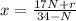 N⋅(17+x)=34x−r solve for x-example-1