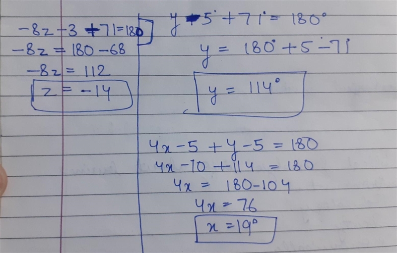 Find the value of x, y and z in the rhombus below-example-1