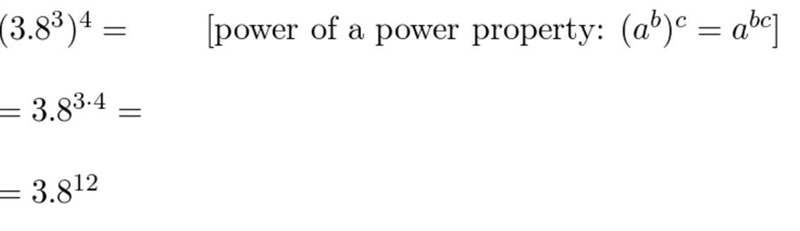 Simplify the expression. Write your answer as a power. (3.8³)⁴-example-1