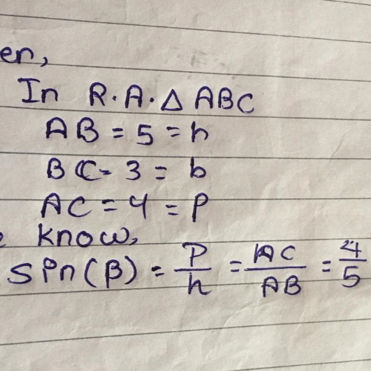 Find sin(B) in the triangle. a- 4/3 b- 3/5 c- 4/5 D- 3/4-example-1