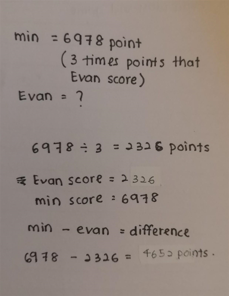 Can you Please Answer, This question Min and Evan played a video game. Min scored-example-1