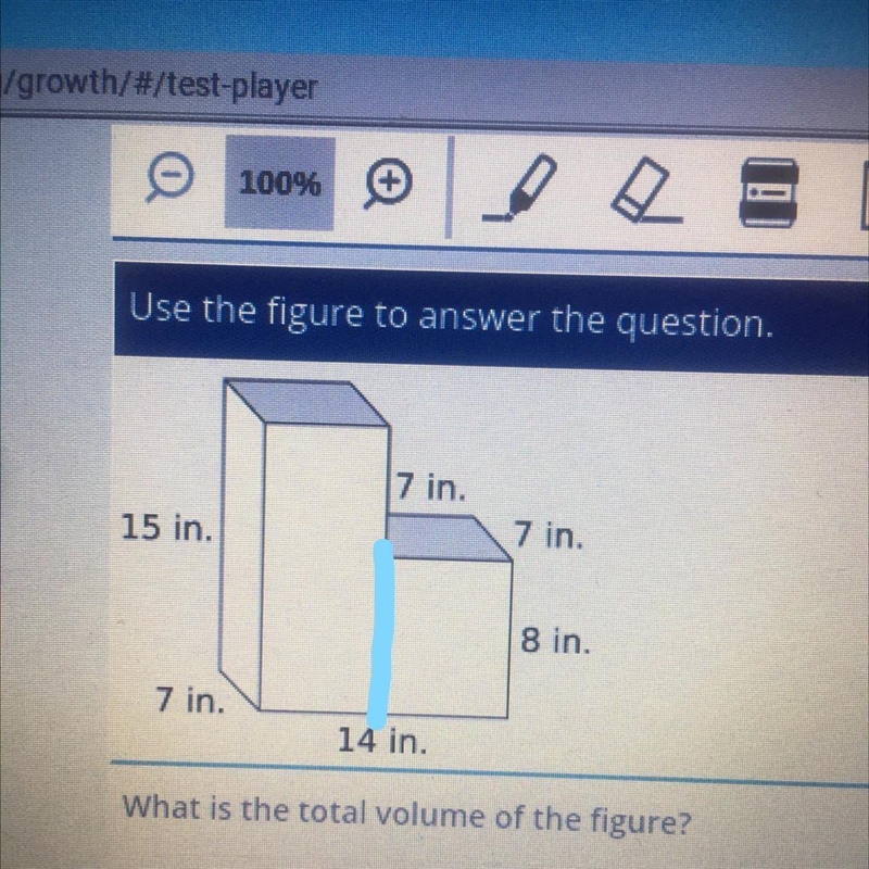 7 in. 15 in. 7 in. 8 in. 7 in. 14 in. What is the total volume of the figure?-example-1