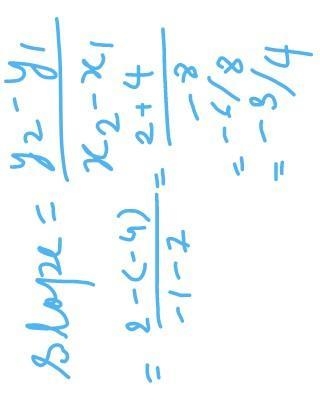 Write the equation of the line that passes through (7,-4) and (-1,2) in slope-intercept-example-2