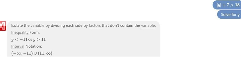 Solve |y|+7>18 how do you solve this??-example-1
