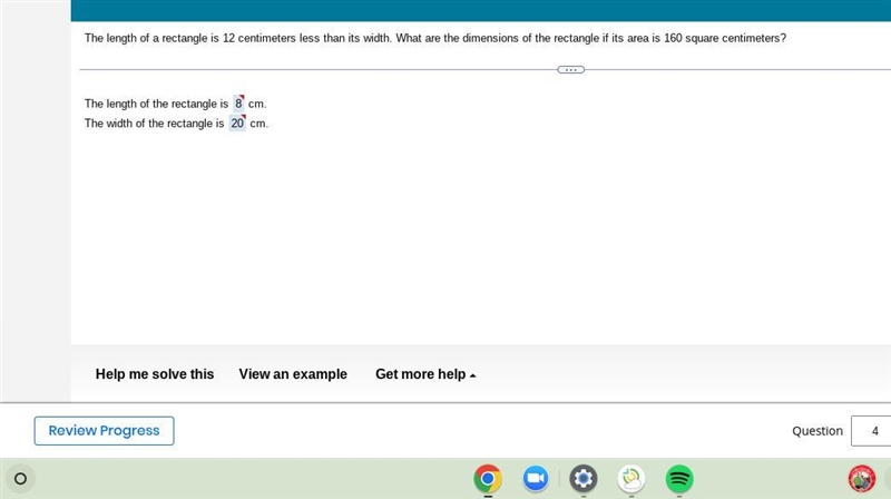 The length of a rectangle is 12 less than the width find the length and width of the-example-1