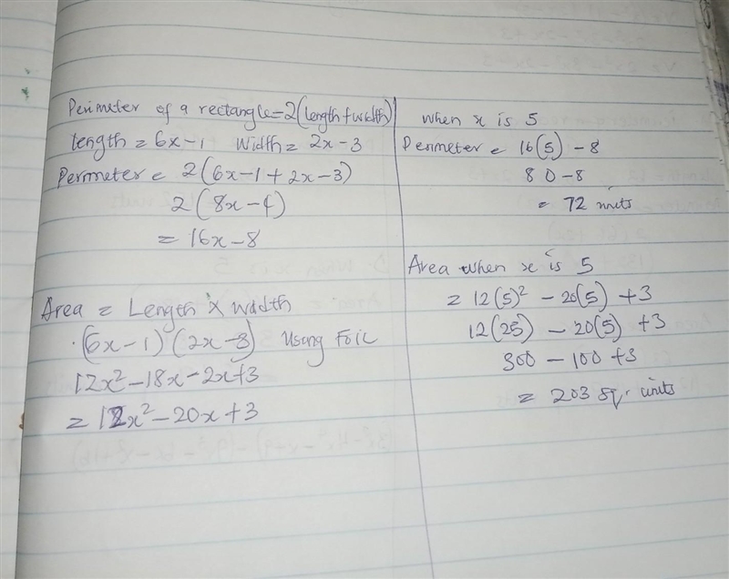 The length of a rectangle is 63 - land its width is 2x + 3 A. Find the perimeter of-example-1