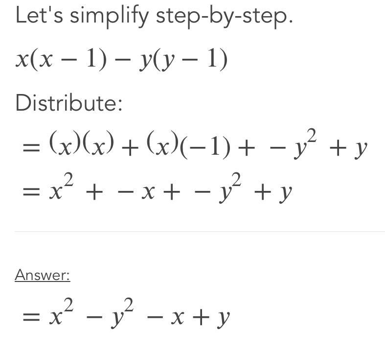 Factorize fully : x(x-1)-y(y-1)​-example-1