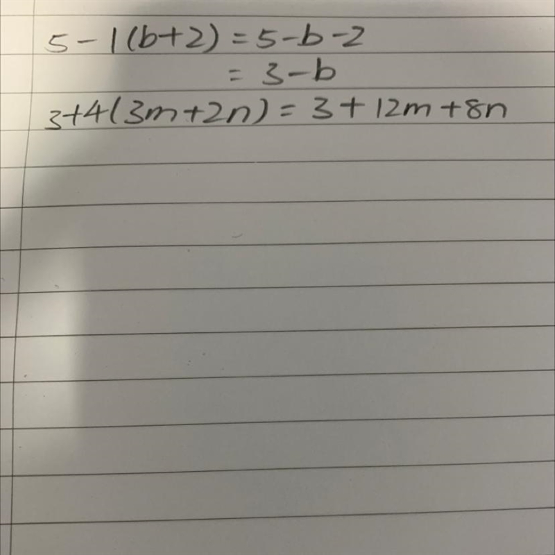 5-1(b+2) = 3+4(3m+2n) =-example-1