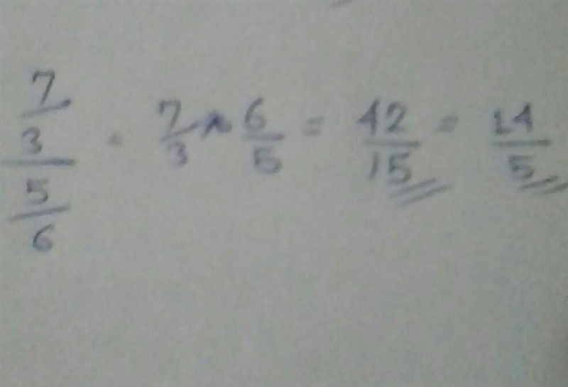 What is the value of 7/3 divided by 5/6 A• 14/5 B• 35/18 C• 18/35 D• 5/14-example-1