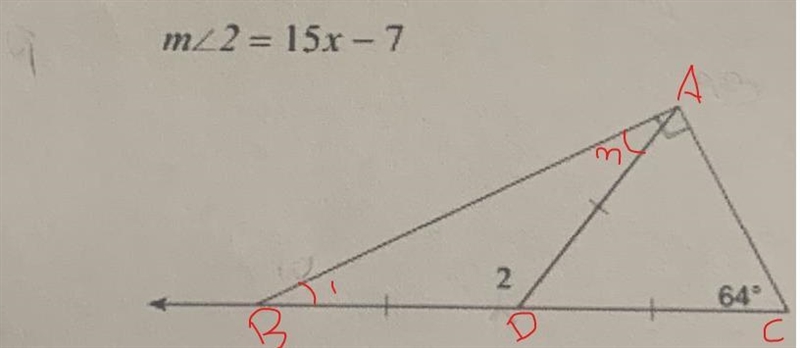 Find x in the triangle, work it out .-example-1