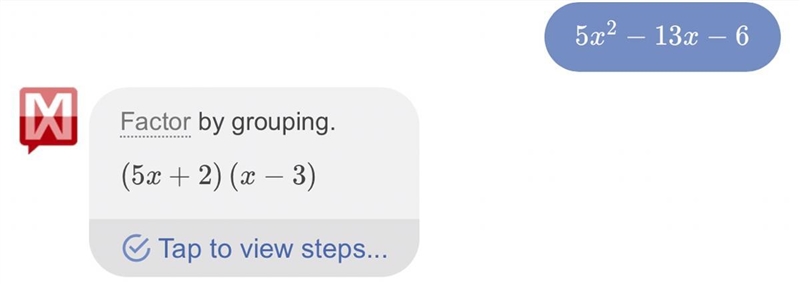 What is one factor of 5x^2+13x-6 with work please.-example-1