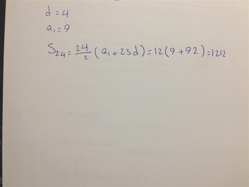 Find the sum of the first 24 terms in the following arithmetic series: 9+13+17+21+..-example-1