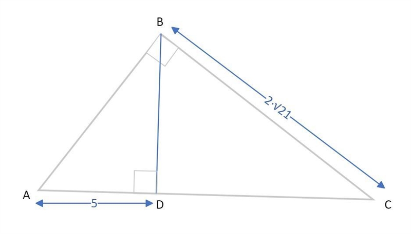 In right △ABC altitude overlineBD is drawn to hypotenuse overline{AC} If AD = 5 and-example-1