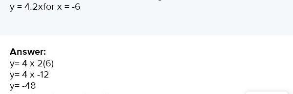 . Evaluate the function rule for the given value. y = 4.2xfor x = -6-example-1
