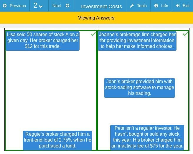 Determine the type of fee that will be charged in each situation. John's broker provided-example-1