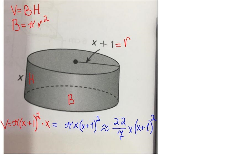 Algebra Find the volume of the three-dimensional figure in terms of x. Please if anyone-example-1