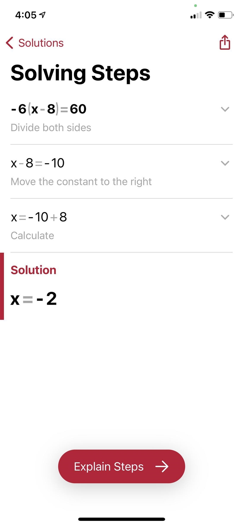 -6 ( x – 8) = 60 I need help with this and Ik the answer but I dont get how he got-example-1