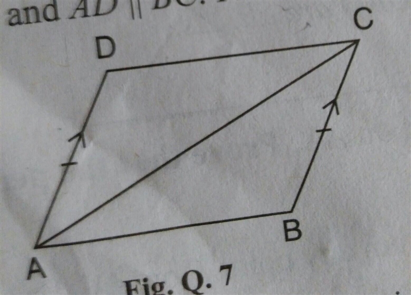 In the figure, AB || DC and AD || BC. To prove that AB = CD, one must first show that-example-1