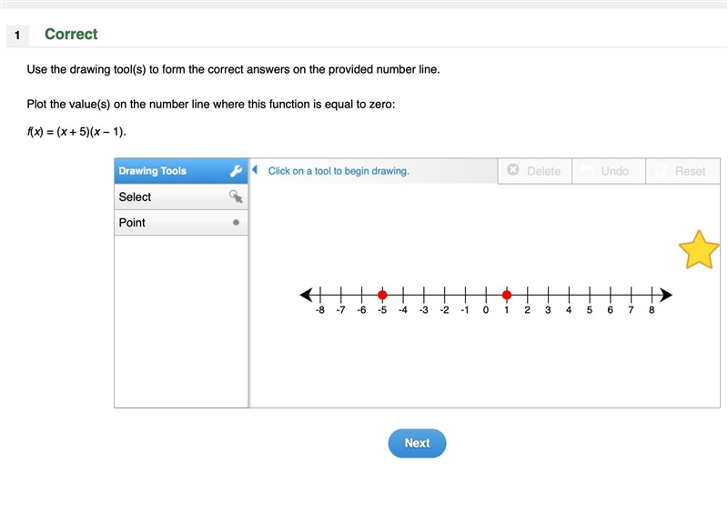 Use the drawing tool(s) to form the correct answers on the provided number line. Plot-example-1