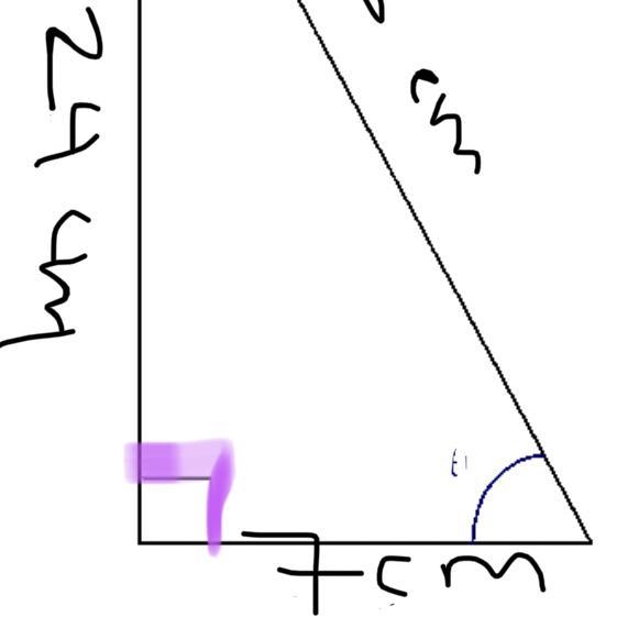 A triangle has asides of 7cm, 24cm, and 25cm. how can you tell whether it is the right-example-1