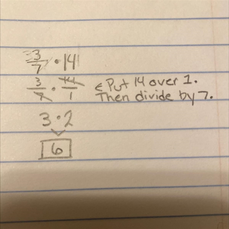 What would 3/7 x 14 = ? Please show work if you are able too! :)-example-1