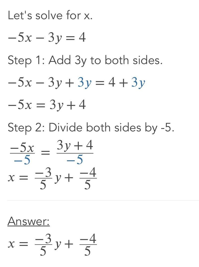 - 5x + 9y = - 32 -5x - 3y = 4-example-4