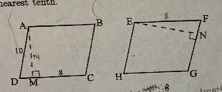 ABCF AND EFGH ARE CONGRUENT PARALLELGRAMS. AD = 10cm, MC = 8cm, and the area of ABCD-example-1