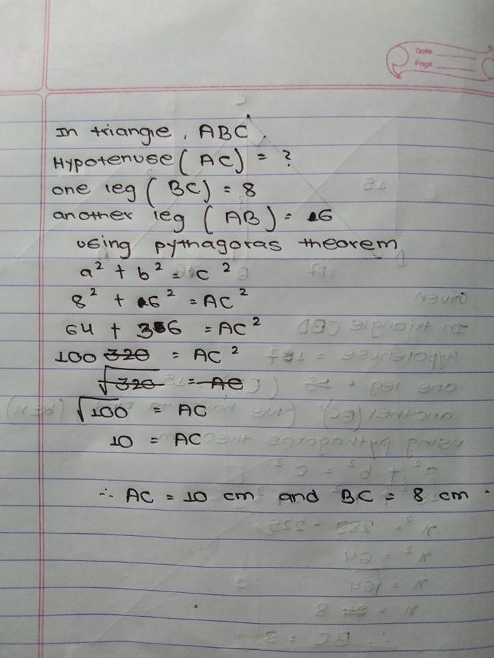 In the diagram,AB= 6 cm, BC= 17 cm, CD= 15 cm, ABC= BCD= 90°. Find the lengths of-example-2