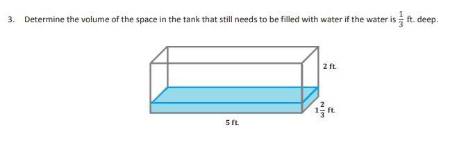 Determine the volume of the space in the tank that still needs to be filled with water-example-1