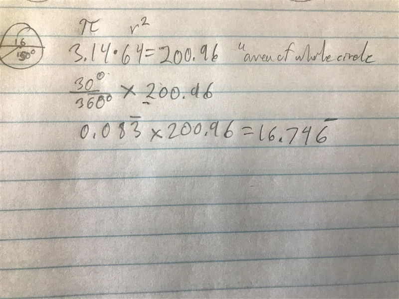 Find the area of the shaded sector of the circle.-example-1