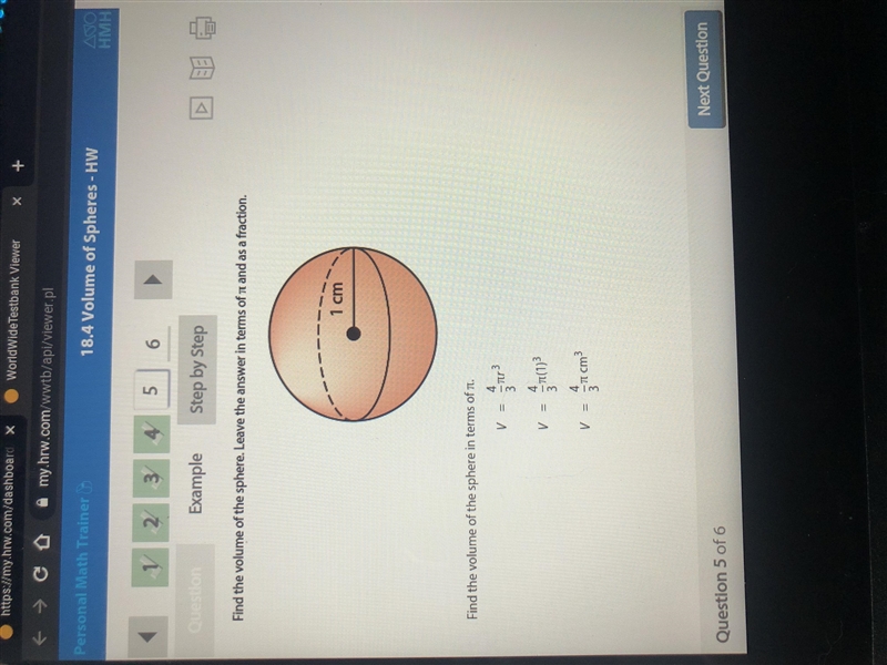 Someone help me please. Find the volume of the sphere. Leave the answer in terms of-example-1