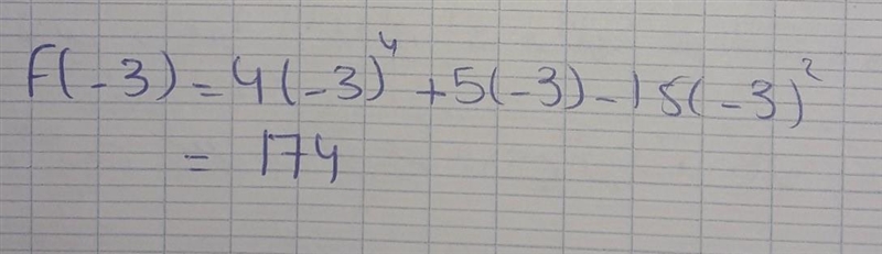 Given f(X) = 4x^4+5x - 15x² - 45, find f(-3).-example-1