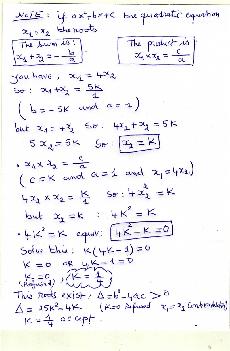 6. Given one of the root of the quadratic equation x^2- 5kx + k = 0 is four times-example-1