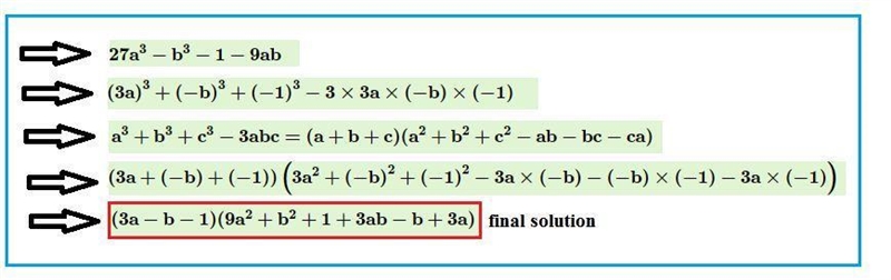 Factorize 27a³-b³-1-9ab-example-1