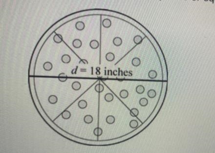 Ted ate 3 pieces of the pizza. what is the area of the remaining pizza if the diameter-example-1