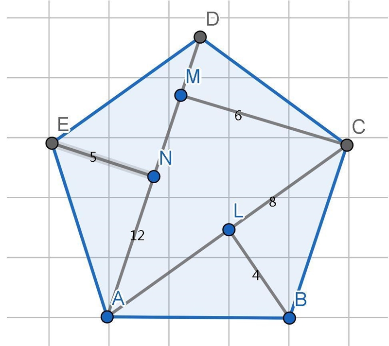 Find the area of Pentagon ABCDE in which BL perpendicular to AC, CM perpendicular-example-1