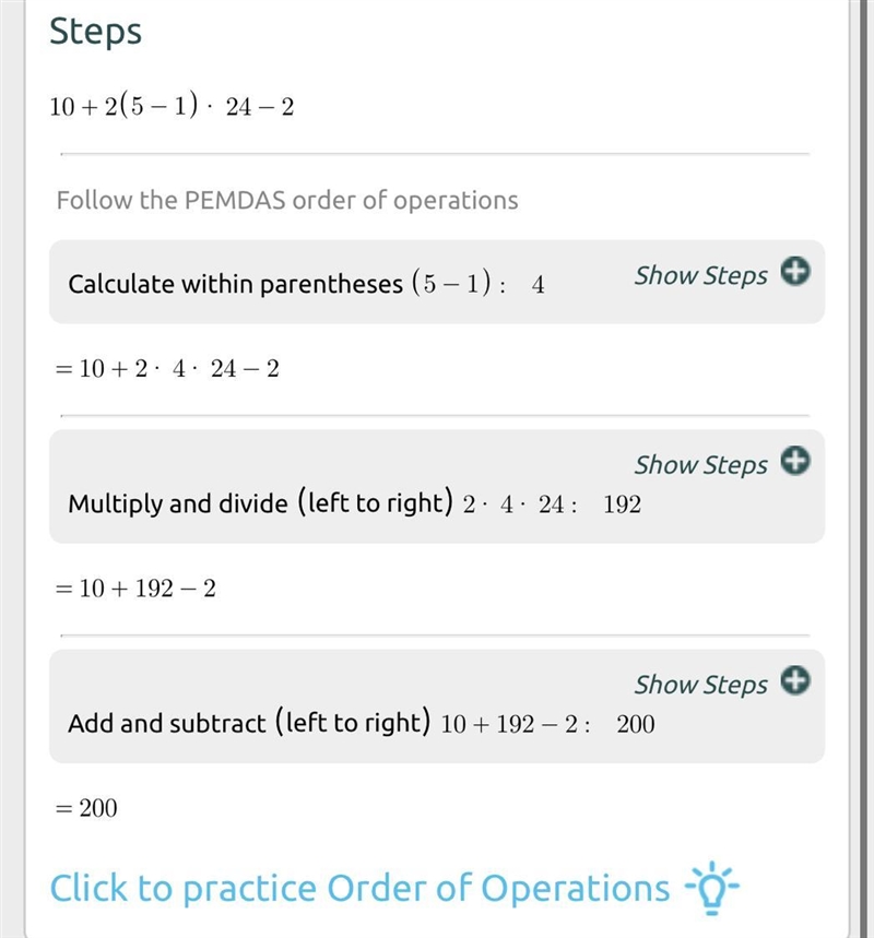 10 + 2(5-1)2 4-2 find the value​-example-1