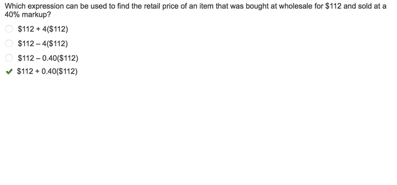 Which expression can be used to find the retail price of an item that was bought at-example-1