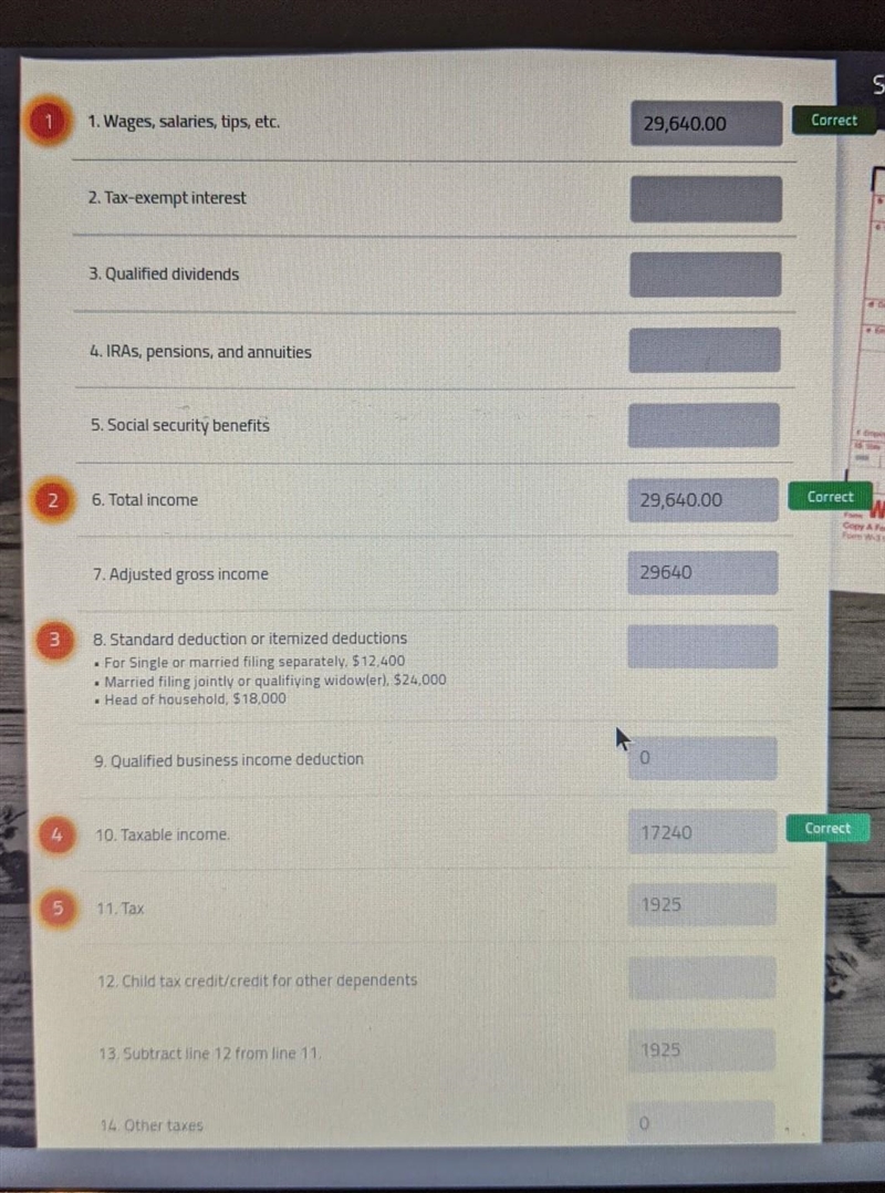 I need help please!!!!! Filling Out Your 1040 The second page of the 1040 is where-example-1