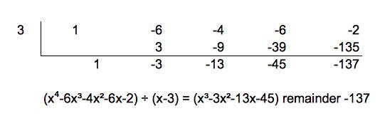 DIVIDING POLYNOMIALS: Use Synthetic Division To Find p(3)=x^4 - 6x^3 - 4x^2 - 6x - 2. just-example-1