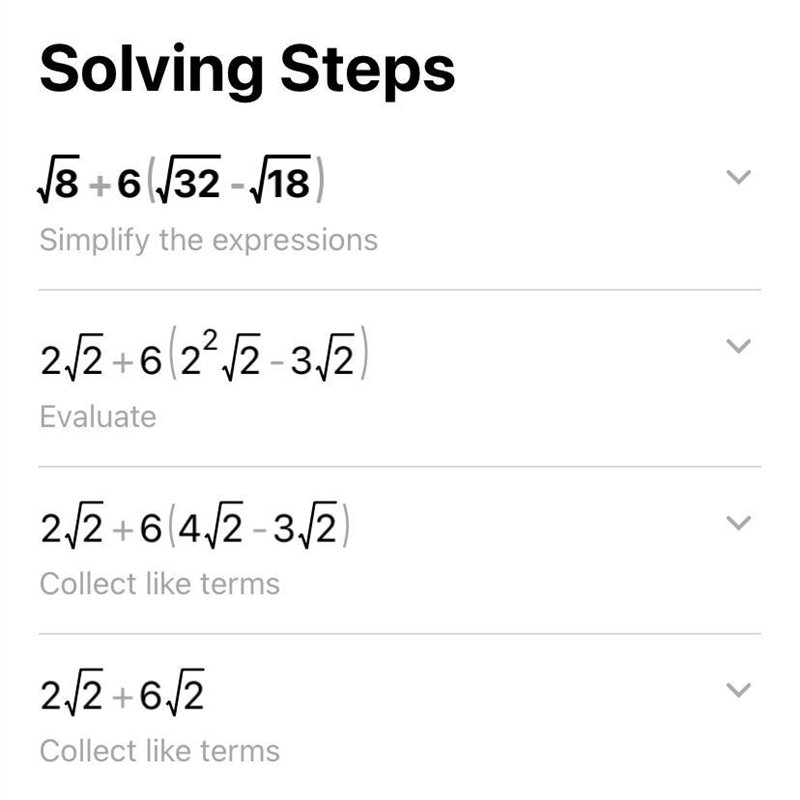 Simplify this expression √8 + 6(√32 − √18)-example-1