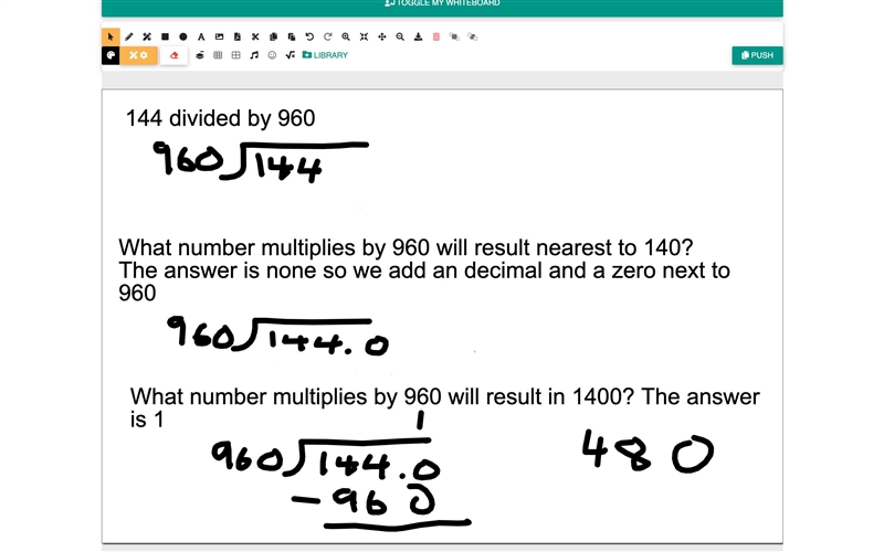 What is 144 divided by 960?Working out is needed.-example-1