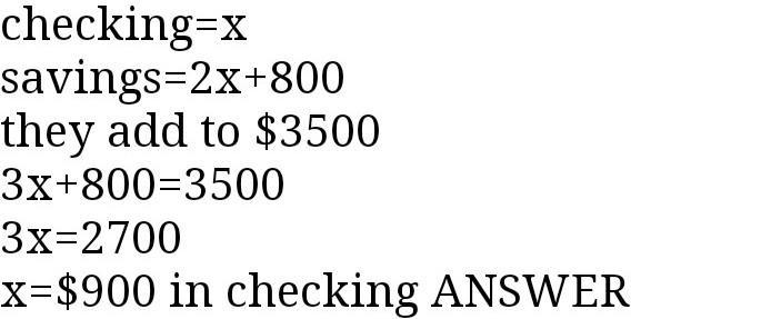 Jonathan has $3,500. He deposited part of the money in his savings account and part-example-1