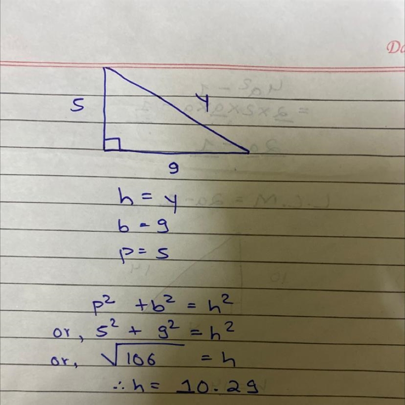 HELP!!! =∆= Applying the Pythagorean theorem, solve this triangle.​-example-1