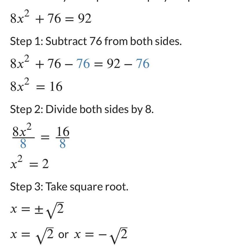 Y=8x+b 8 x 2+76=92 What is the solution to the system of equations?-example-1