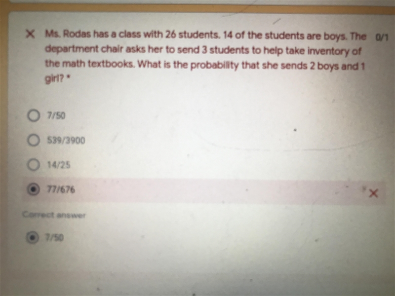 Ms. Rodas has a class with 26 students. 14 of the students are boys. The department-example-1