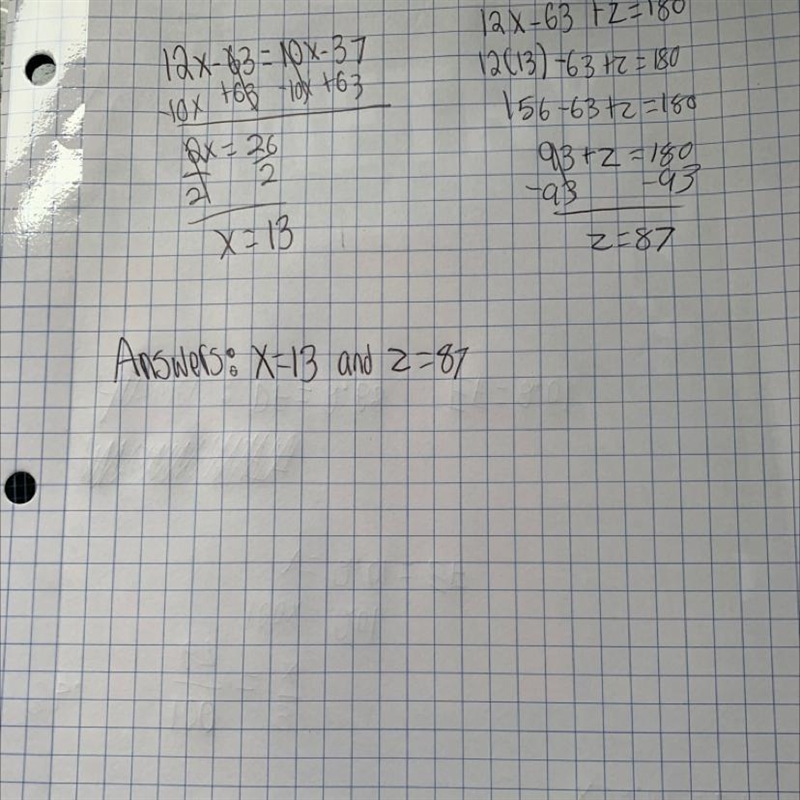 Find the values of x and z-example-1