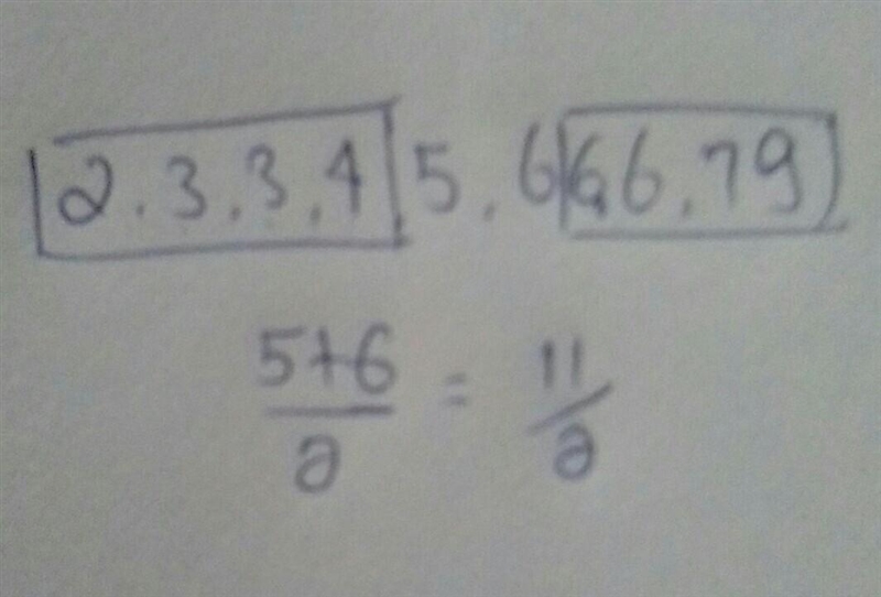 The median of 2,3,3,4,5,6,6,6,7,9-example-1