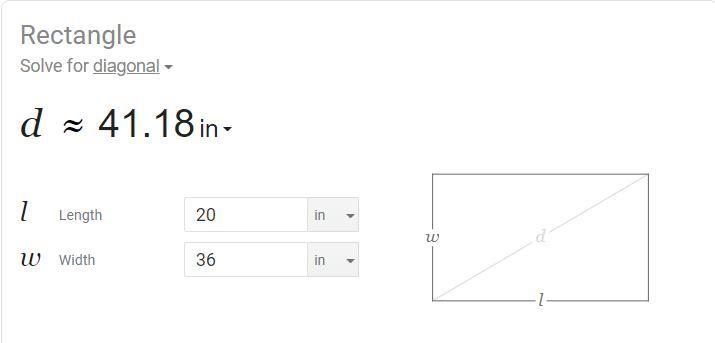 A flat-screen TV in the shape of a rectangle has a width of 36 inches and a height-example-1