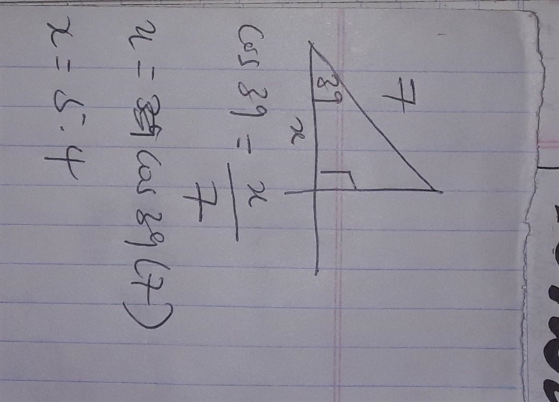 Find the missing side. Round to the nearest tenth. A.7.4 B.4.4 C.6.4 D.5.4​-example-1